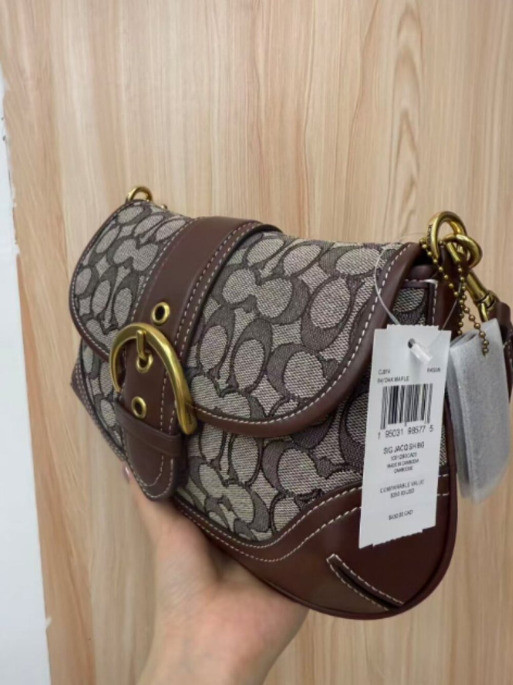 COACH Soho Bag Signature Jacquard Shoulder Bag CJ814 Brown Multi NEW - Picture 4 of 6